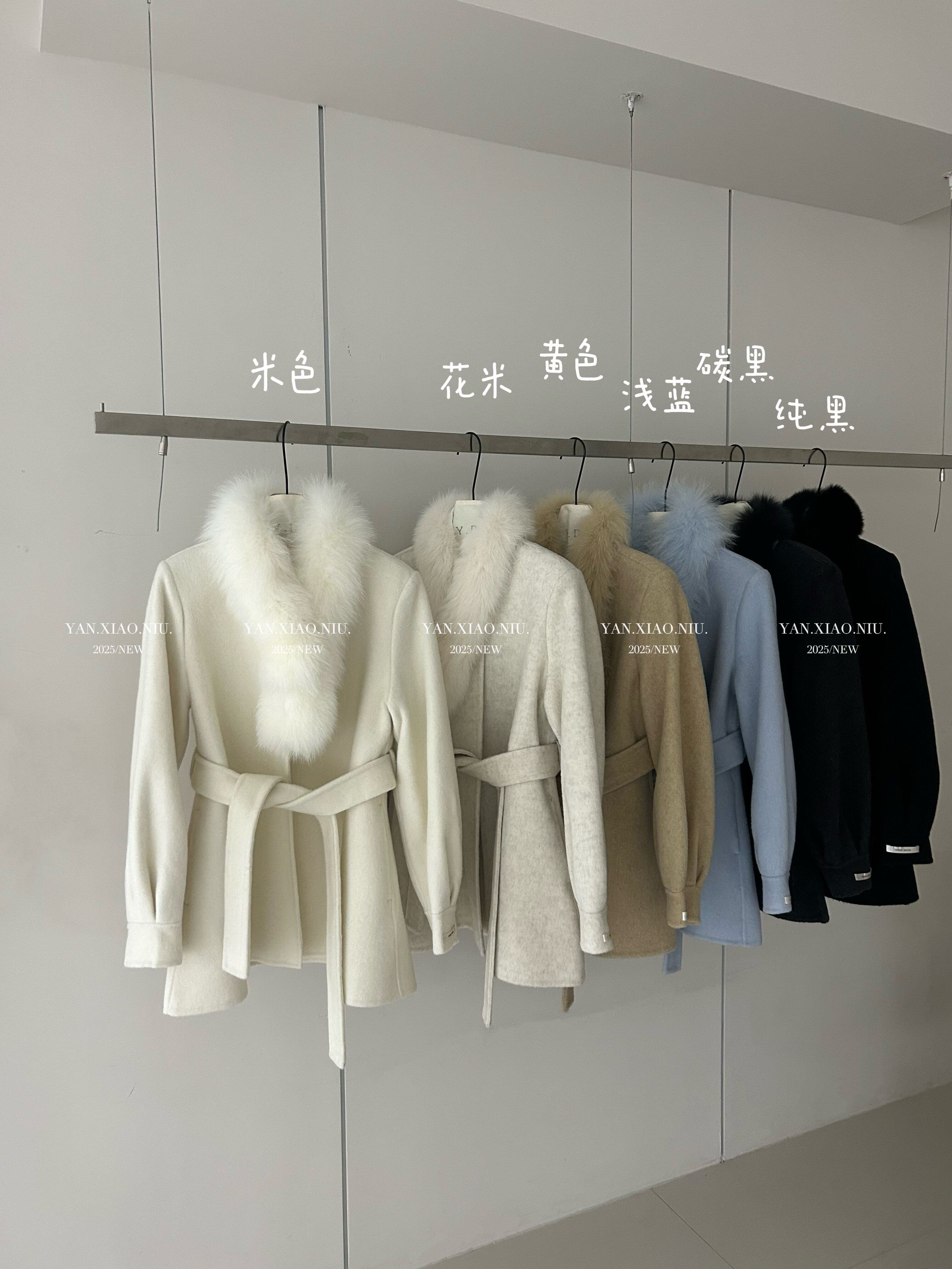 8850-66冬季新款韩版气质百搭真毛领双面羊毛大衣显瘦毛呢外套女