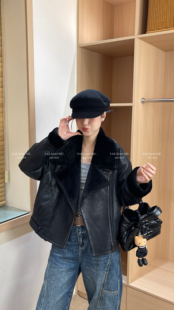 气质百搭加厚保暖内胆羽绒皮衣机车服短款 韩版 外套 新款 57127冬季