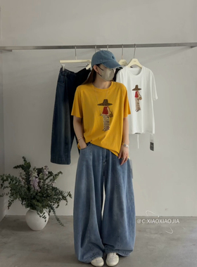 1082夏季新款韩版气质百搭休闲宽松显瘦简约时尚印花短袖T恤上衣