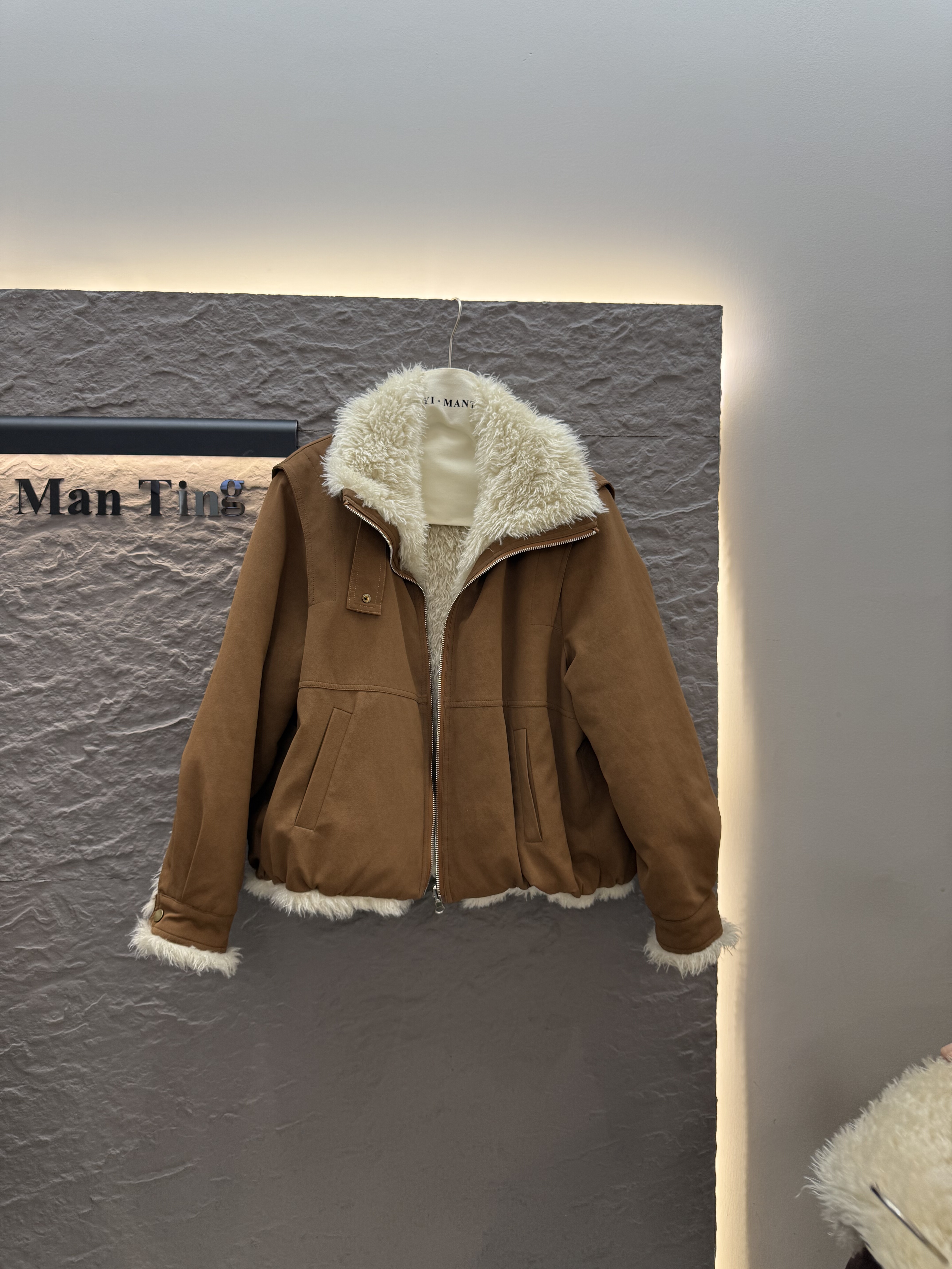 7337两面穿皮毛一体羊羔毛机车服外套女冬季新款韩版宽松短款上衣