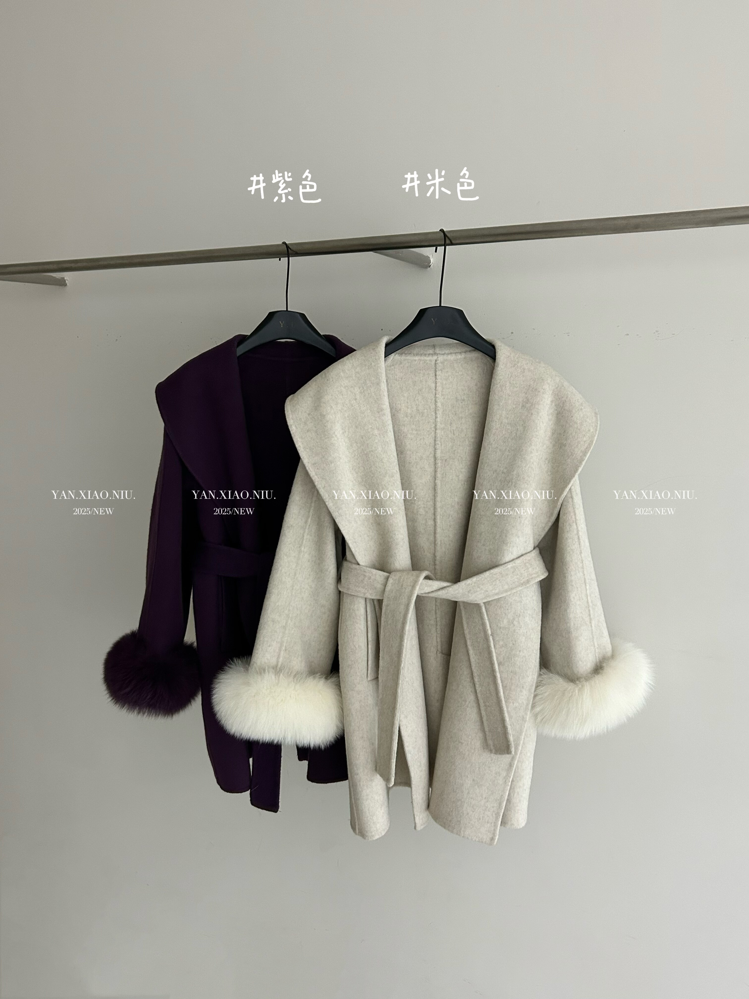 5826-16冬季韩版气质百搭显瘦真袖毛双面羊毛大衣中长款毛呢外套