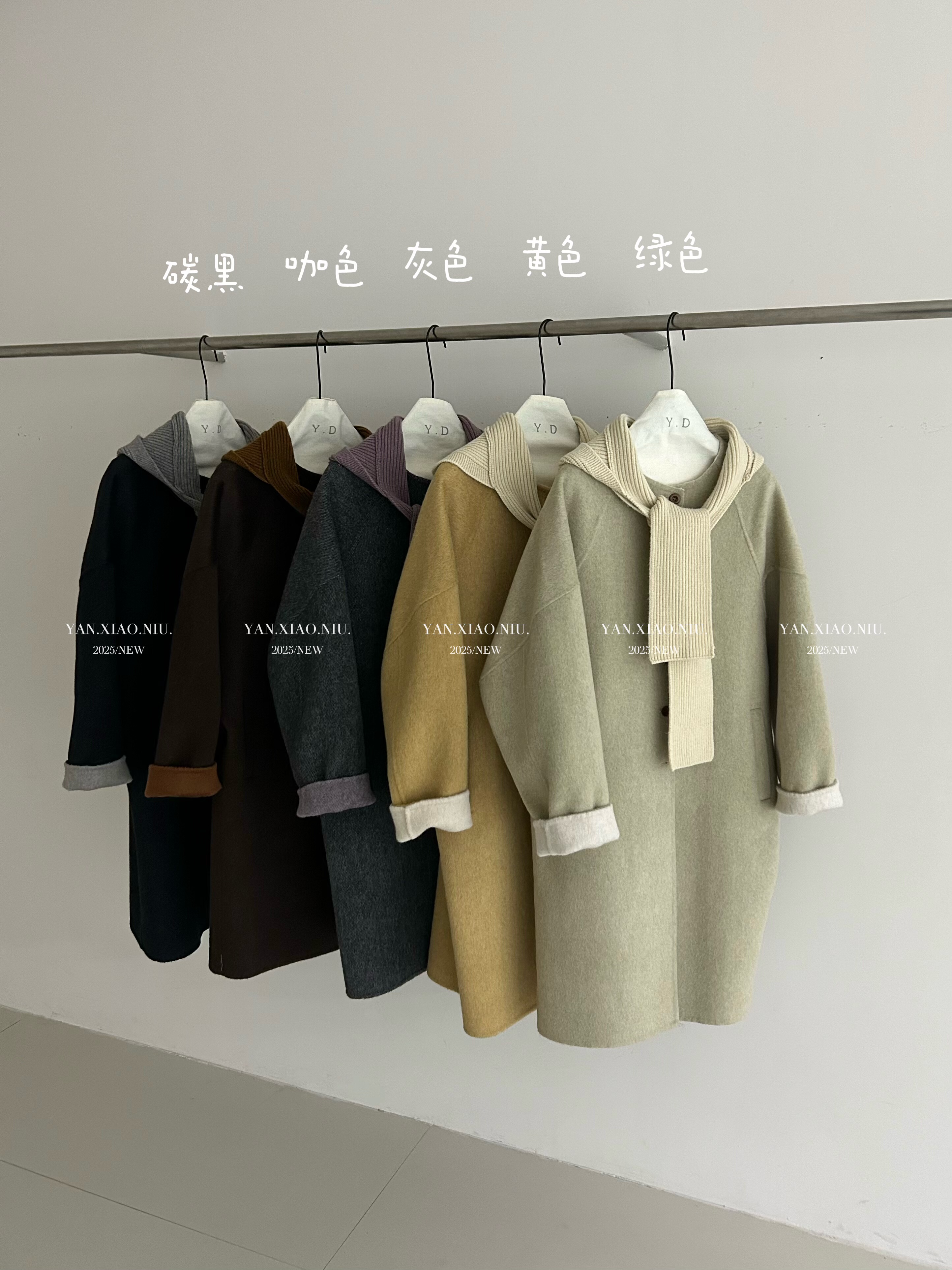 8589-3冬季韩版气质百搭宽松显瘦连帽披肩双面羊毛大衣毛呢外套女