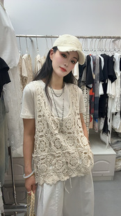 时尚 韩版 新款 蕾丝钩花马甲背心女短袖 T恤叠穿两件套装 法式 117夏季