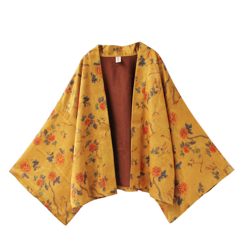 袁落落/女装 日系复古印花改良和风短款外套开衫小振袖羽织