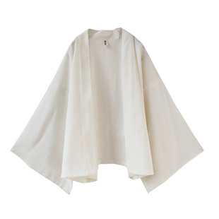 袁落落/女装 日系复古纯色改良和风短款外套开衫小振袖羽织夏季白