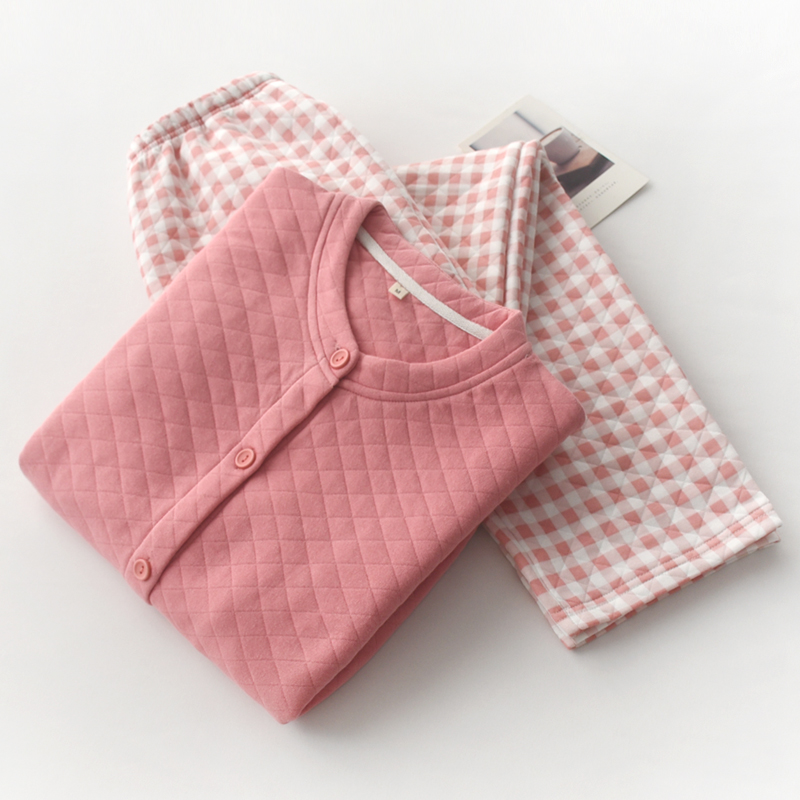 情侣纯棉空气层AB款秋冬季家居服