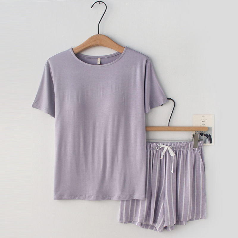 带胸垫AB款短袖短裤夏季家居服