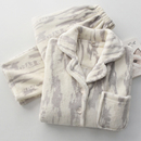 情侣家居服套装 法兰绒加厚保暖加绒长袖 女秋冬季 斑马纹睡衣男士