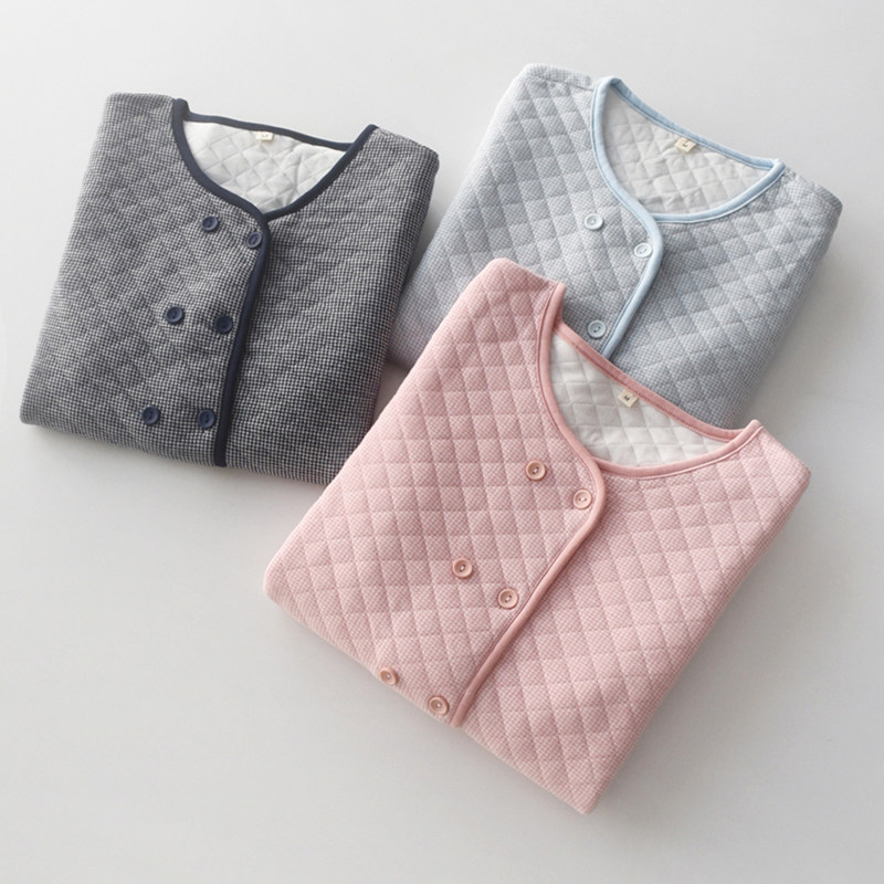 双排扣格子睡衣女士秋冬季纯棉空气层三层夹棉保暖长袖家居服套装,女士内衣/男士内衣/家居服,睡衣/家居服套装,淘宝优惠券,粉丝福利购,淘宝优惠卷