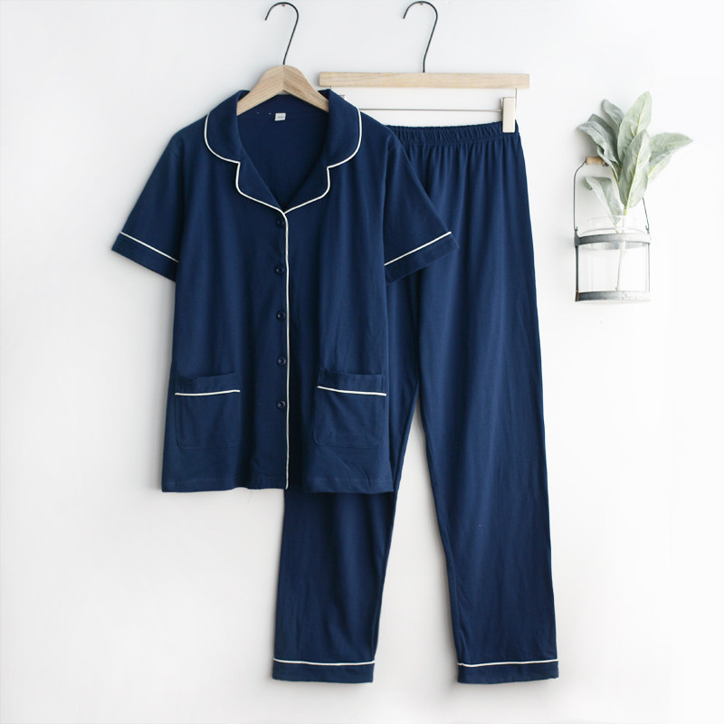 简约系纯棉针织薄款睡衣