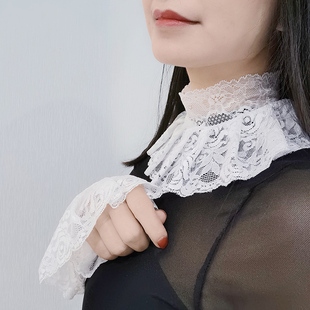 2023新款韩版百搭蕾丝花边毛衣卫衣假领子女高领立领假领套头围脖