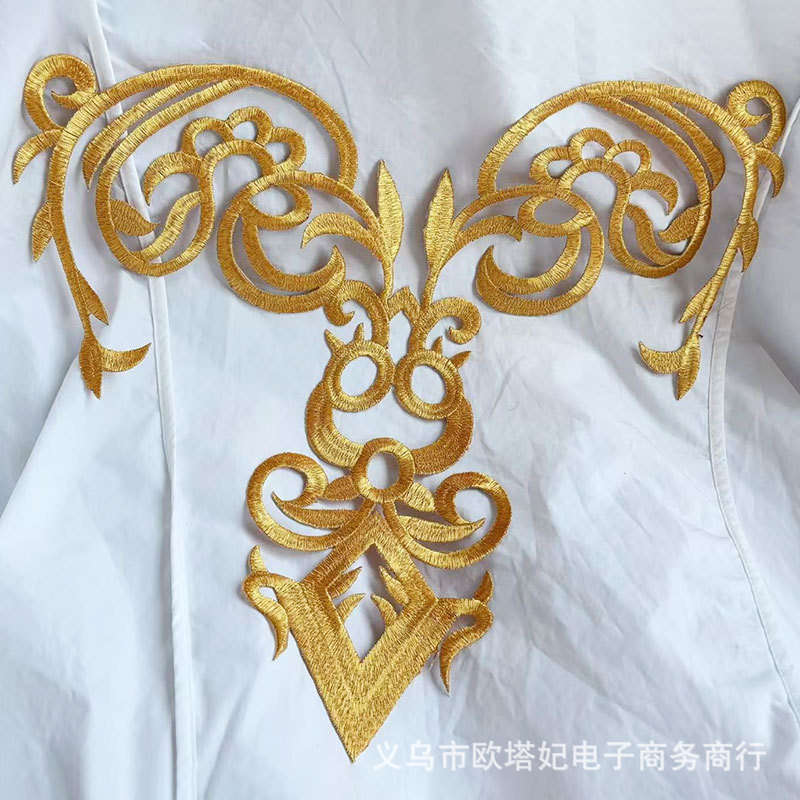 祥云纹刺绣布贴藏族COS舞蹈表演服装饰补丁贴绣花贴宫廷背胶绣片