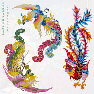 凤凰刺绣片绣花贴舞蹈服熨烫布贴补丁贴演出服古装 旗袍热熔胶贴花