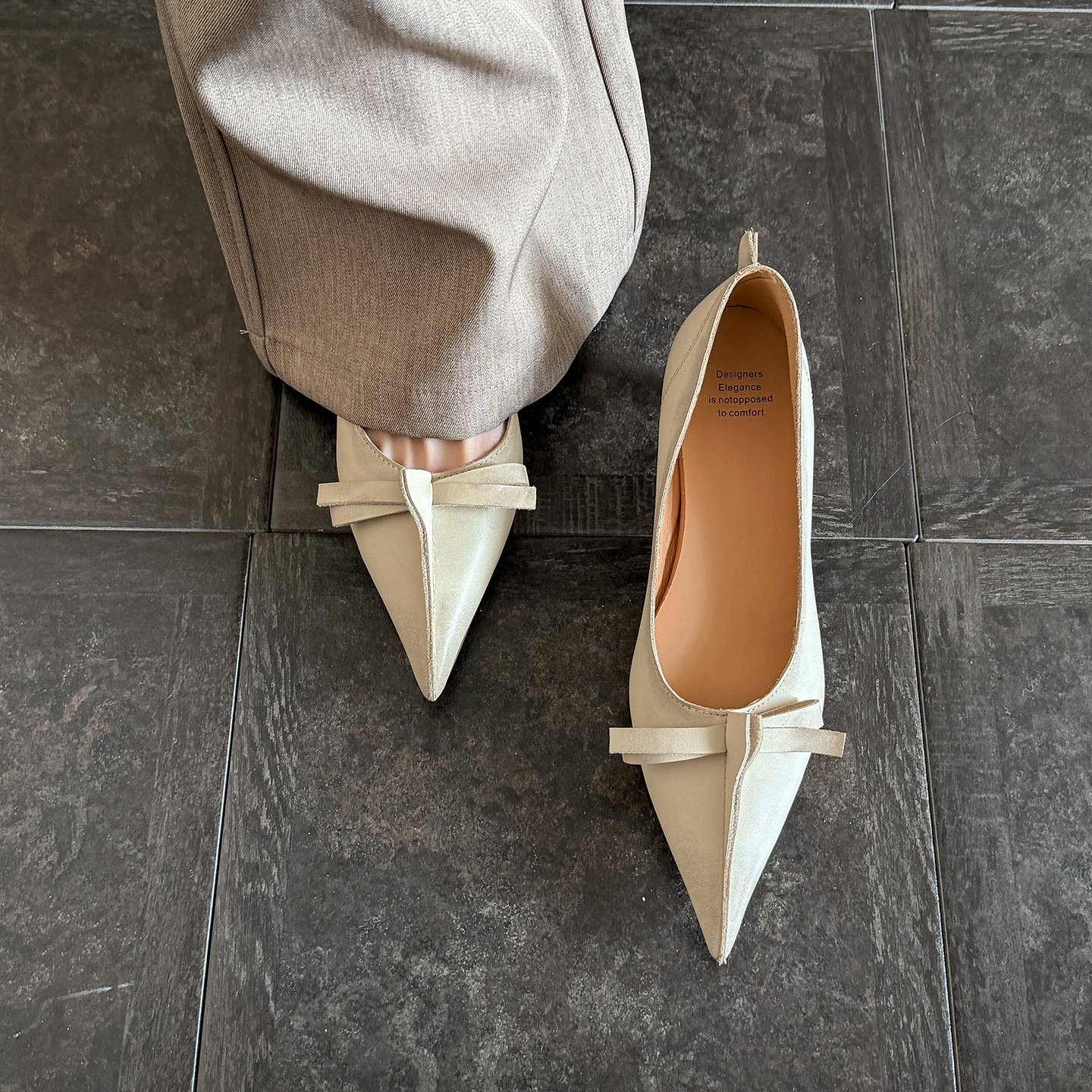 轻奢气质 Elegant真皮牛皮风尖头浅口单鞋女蝴蝶结猫跟通勤女鞋,女鞋,浅口单鞋,淘宝优惠券,粉丝福利购,淘宝优惠卷