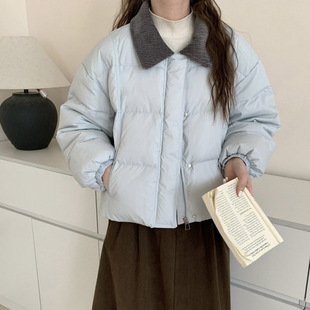 新款 2025年冬季 小个子通勤风宽松加厚棉衣外套 翻领棉服女装 韩版