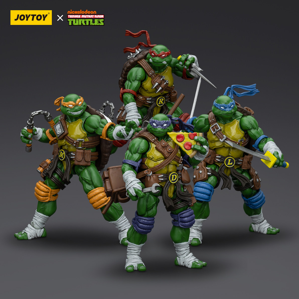 暗源 JOYTOY 1:18 3.75寸 TMNT 忍者神龟系列 主角四龟 可动模型图片