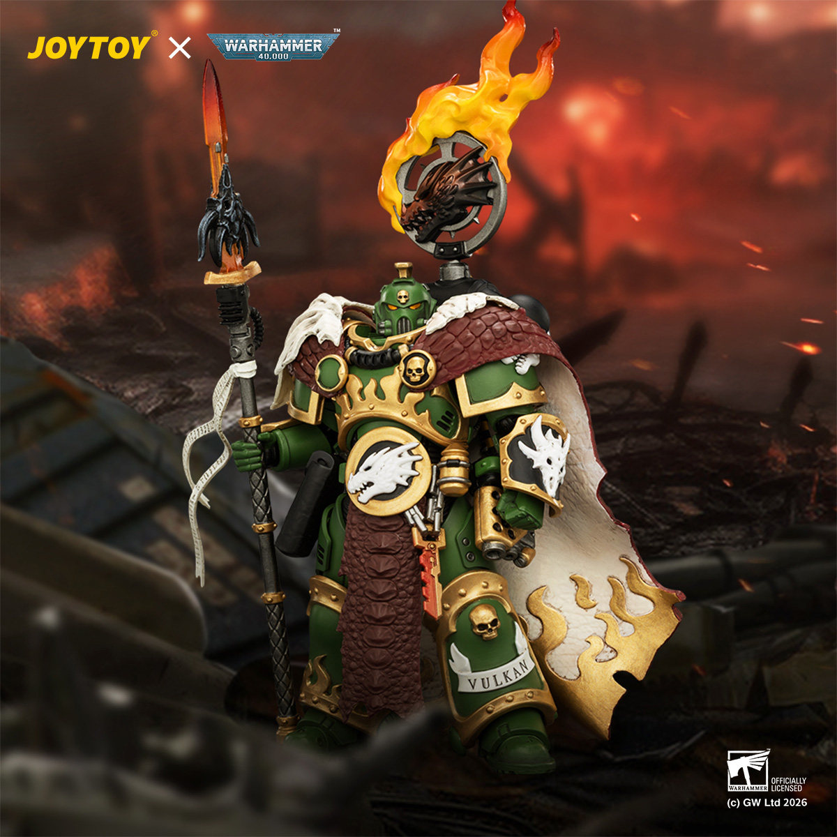 JOYTOY暗源 1/18 战锤40K 火蜥蜴锻造之父 伏尔甘赫斯坦 模型手办图片