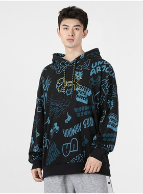 安德玛男士 Rival Terry Scribble印花运动连帽上衣1367924