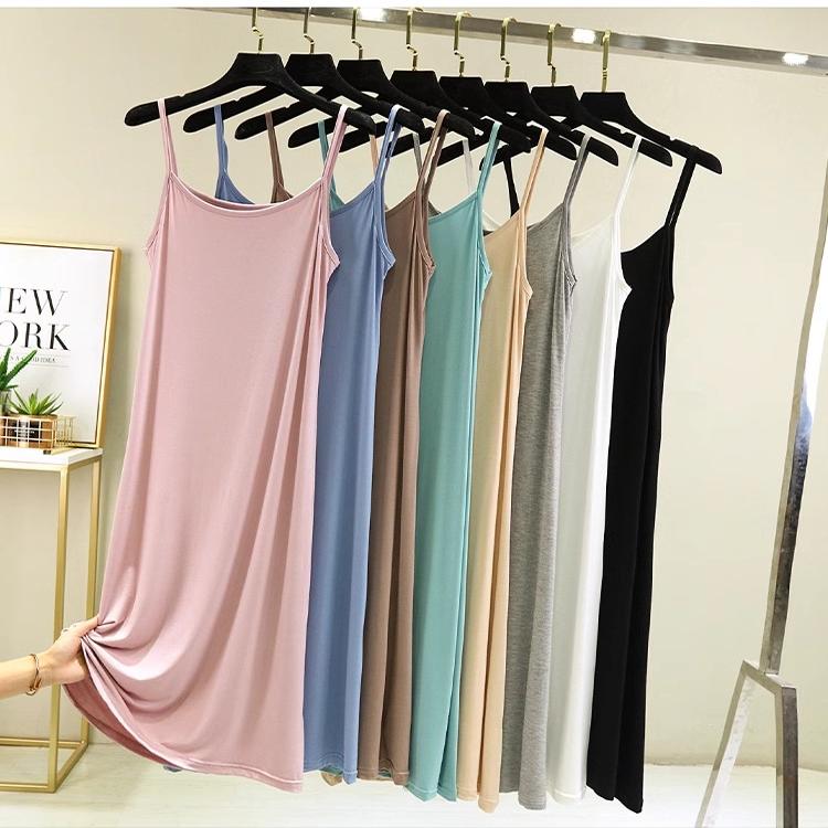 莫代尔夏季薄款无袖连衣裙