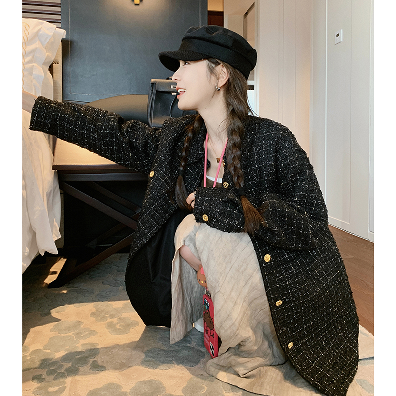 X6588现货2023秋冬厚休闲亮丝小香风外套P145K198