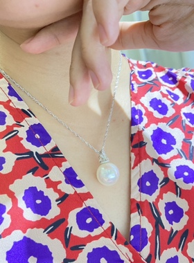 大白贝珠16-17mm亮泽七彩正圆高级仿海水珍珠大规格银配件吊坠