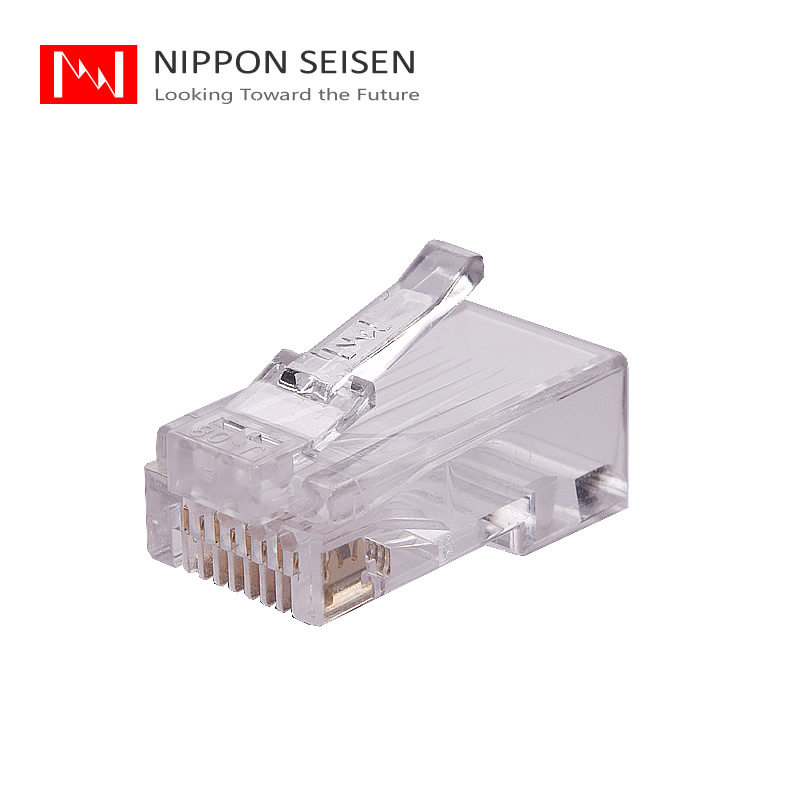 日本nippon 正品cat5e超五类rj45优质网络跳线水晶头镀金50U