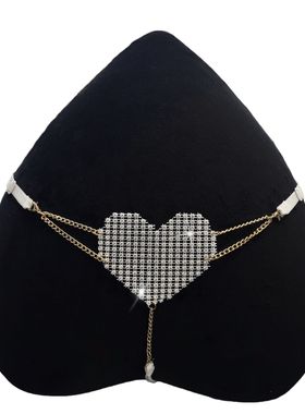 ADJUST可调节大小*欧美风钻饰爱心冰丝内裤女性感诱惑丁字裤