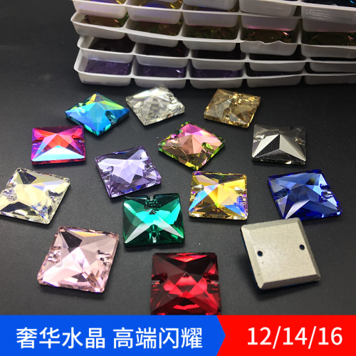 diy施华正方形舞服贴钻手缝钻