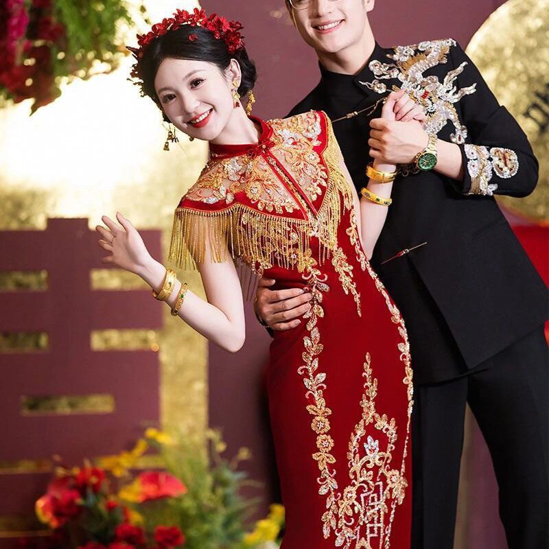 旗袍敬酒秀禾服2025款新娘高端大气新中式回门订婚礼服裙夏季薄款