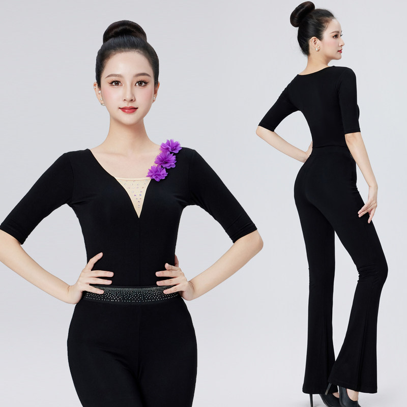 高端黑色形体训练服装女2026现代舞服装