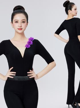 高端黑色形体训练服装女2025年秋冬仪态礼仪高级感专业导师形体