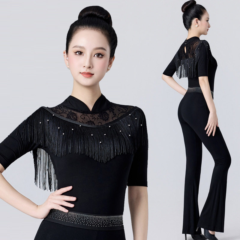 高端2026新款形体服女流苏套装礼仪训练服导师服走秀腰纱练功服