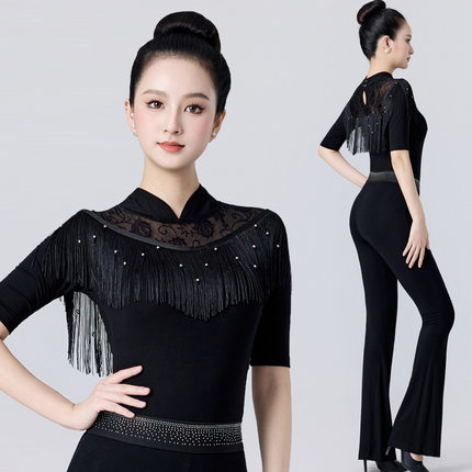 高端2026新款形体服女流苏套装礼仪训练服导师服走秀腰纱练功服
