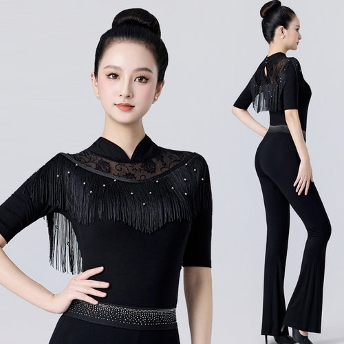 高端2026新款形体服女流苏套装礼仪训练服导师服走秀腰纱练功服