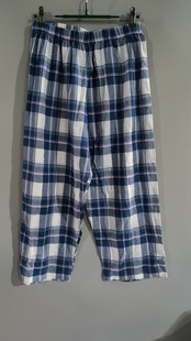 怎么那么好看多彩格子家居服梭织棉休闲七分裤