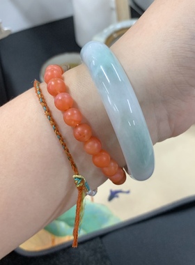 圆条淡紫色天然翡翠玉镯