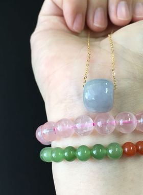 路路通胖滚珠天然翡翠配证书