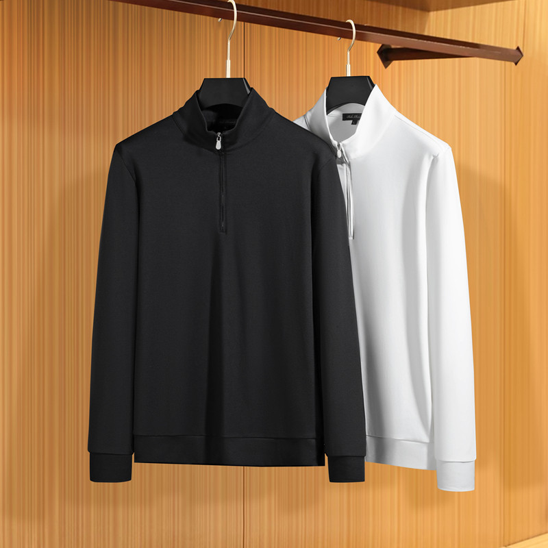 莫代尔加绒秋冬拉链立领长袖T恤