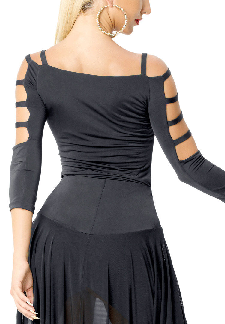 广场舞服装新款上衣跳舞衣女士船领镂空中袖拉丁舞蹈演出服T18018|msdalam kategori sukan/Yoga/kecergasan/bekalan peminat, Dance/Aerobik/Gymnastics, tarian Latin, Baju Tarian Latin - dari Buy2taobao.com untuk memberikan perkhidmatan ejen Taobao profesional membeli