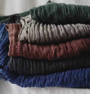 围巾女别致肌理纯色围巾 日系春秋质感褶皱百搭长款披肩