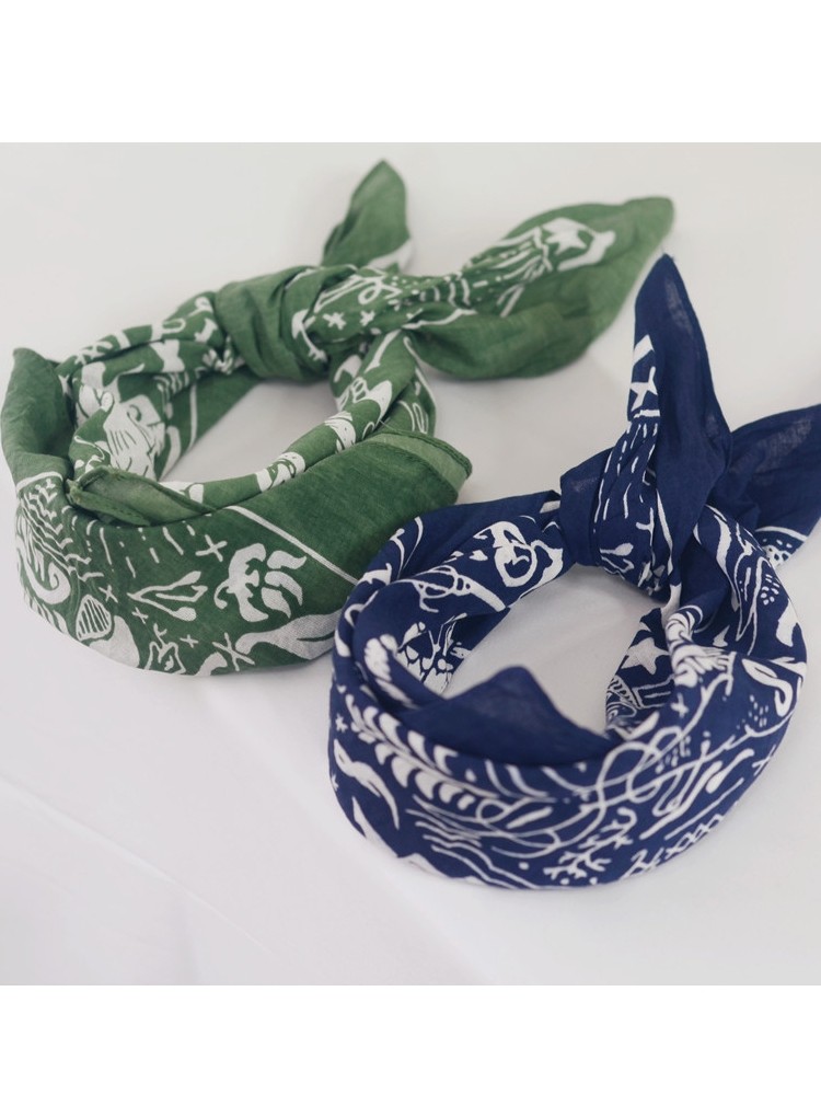 纯棉欧美印花个性小领巾小方巾图片