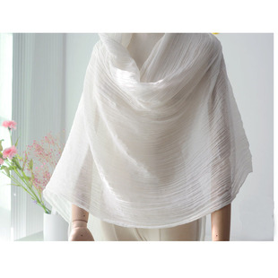 轻柔飘逸超大禅舞轻薄透气纱巾 禅披手绘白色纯色围巾丝巾