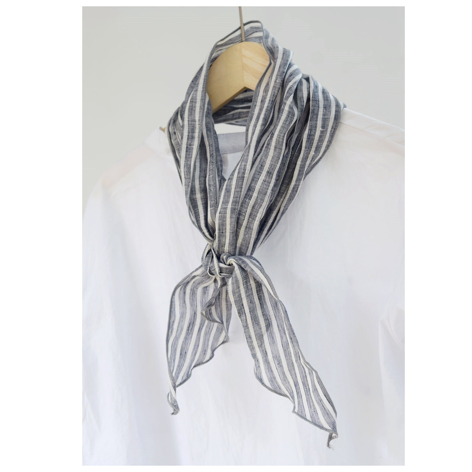 条纹日韩亚麻小围巾护颈细窄长条