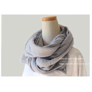 百搭气质浅灰黑咖纯色围巾男女春秋护颈配搭保暖护颈防风纱巾披肩