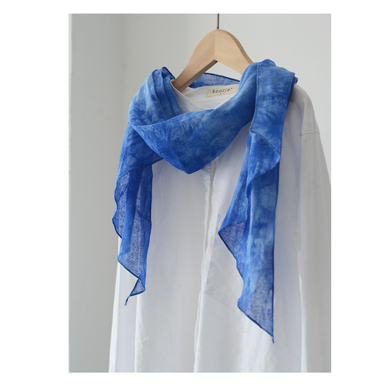 扎染围巾 夏季文艺复古个性细长亚麻小丝巾女 蓝色轻薄透气纱巾,服饰配件/皮带/帽子/围巾,围巾/丝巾/披肩,淘宝优惠券,粉丝福利购,淘宝优惠卷