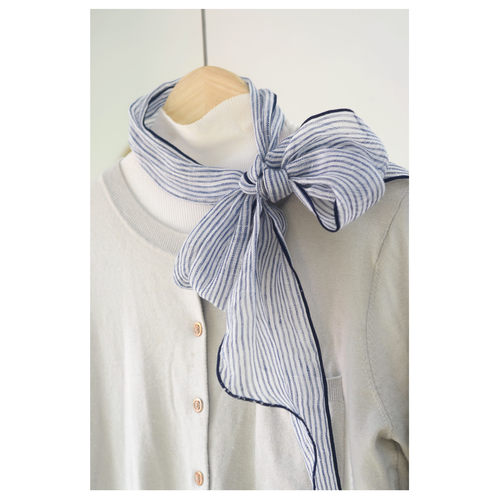 春夏季条纹日系男女亚麻飘带