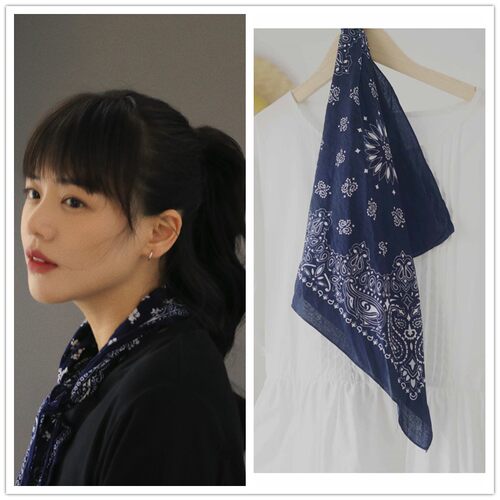春夏腰果花影视同款女士棉麻方巾
