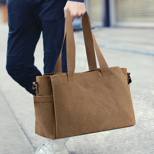 简约百搭帆布包商务单肩