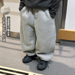 男童裤子儿童加绒运动裤加厚羊羔绒一体绒男孩棉裤秋冬款一条过冬
