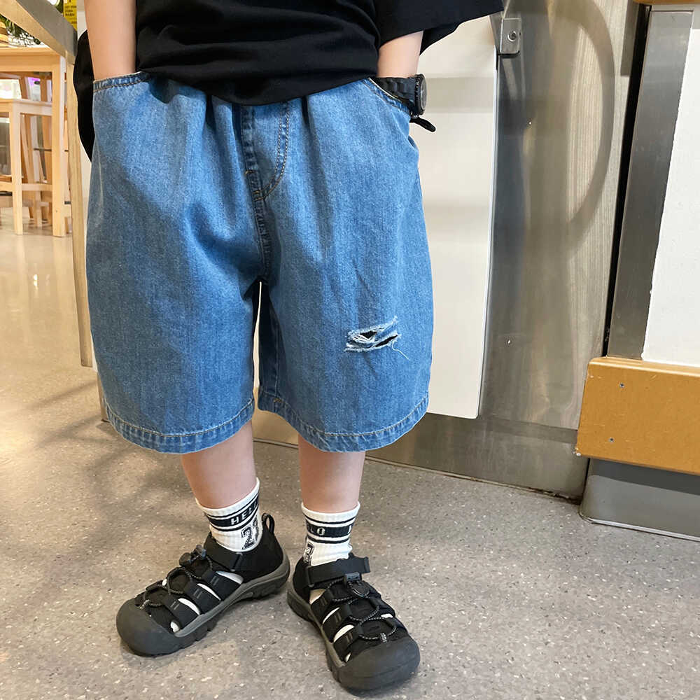 男童牛仔短裤破洞夏季薄款儿童五分裤2024新款男孩夏装裤子洋气潮